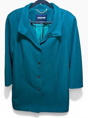 Lands' End Wool Blend Coat in Gemstone Teal